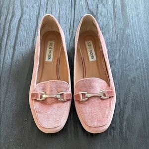 Steve Madden Pink Suede Loafers with Metallic Detail